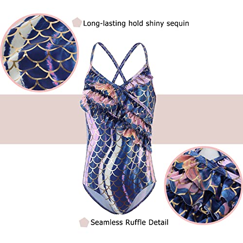 Image of Girls One Piece Swimsuits Hawaiian Ruffle Swimwear Beach Bathing Suit for Summer Vacation