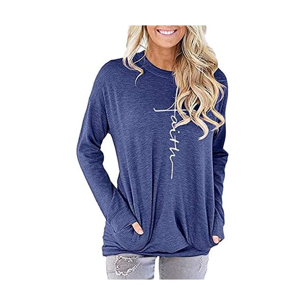 Mansy-Womens-Summer-Casual-Letter-Printed-Tshirts-Short-Sleeve-and-Long-Sleeve-Graphic-Tees-Tops-Sweatshirt-Pockets Mansy Women's Faith Sweatshirt Loose Fit Long Sleeve Crewneck Christian Letter Print Tunic Tops with Pocket
