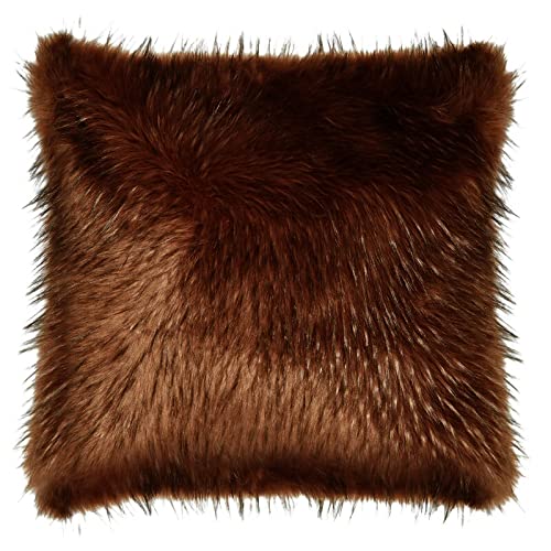 Image of Fur Cushion Pillow Cover for Set of 2 Pillow - 13x13 Inches (Coffee)