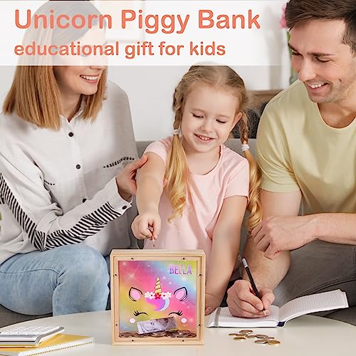 Image of MHJY Wooden Piggy Bank for Kids Personalizable DIY Coin Bank for Girls Boys