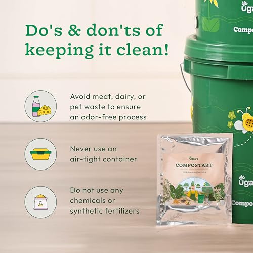 Image of Ugaoo Compostart Compost Starter Powder for Kitchen Waste Composting - Organic Waste Decomposer, Compost Maker Powder, Composting & Bokashi Compost Maker | Odor Control | Fast Composting | 100g