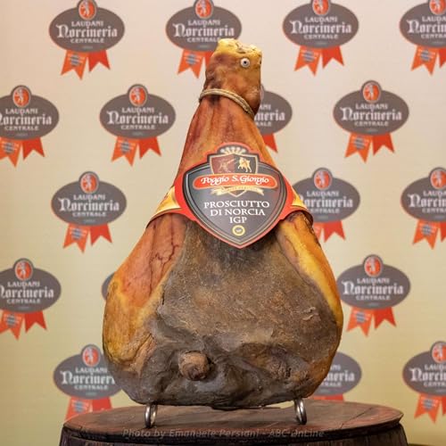 Prosciutto Crudo di Norcia IGP, Intero, Artiganale, Stagionato, Magro, Tradizione Norcina, Sapore Intenso | Prodotto 100% Italiano, Naturale, Coscia 9/10 kg