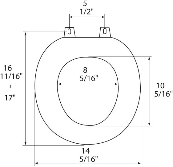 1F1R6-00CH Premium Molded Wood Round Toilet Seat with Adjustable Metal Chrome Finish Hinge & OSG, White