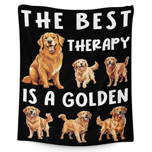 Golden Retriever Blanket - 60x80 Inches Size for Women, Men - Soft Fluffy Throw for Bed, Sofa, Winter - Black Funny Fuzzy Gifts