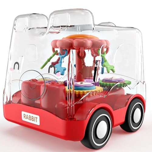 GOGO PARTNER Pull Back Cars Baby Toys Baby Car Toys Animal Push Vehicle Rabbit Car Toys for 18+ Months Age, First Christmas 1st Birthday Gifts for 2+ Year Old (Red)