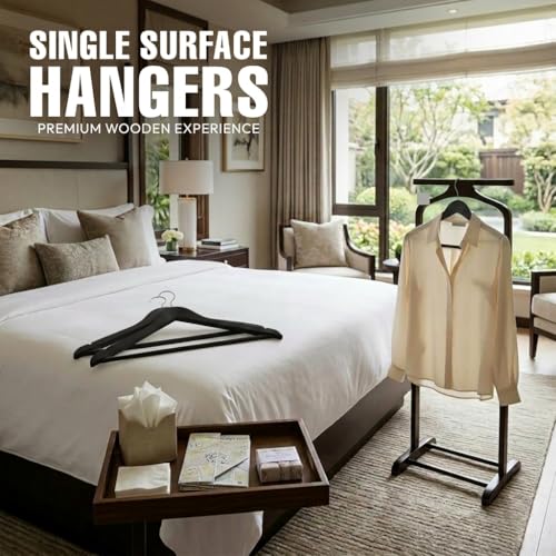 Image of Utopia Home Premium Wooden Hangers 30 Pack - Durable & Slim Coat Hanger - Suit Hangers with 360-Degree Rotatable Hook - Wood Hangers with Shoulder Grooves (Black)
