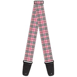 Buckle-down Sangle de guitare 2″ Wide – 29-54″ Length Plaid Pink - Les Beatles, Paul McCartney, John Lennon, RIngo Starr, George Harrison