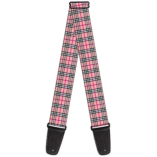 Buckle-down Sangle de guitare 2″ Wide – 29-54″ Length Plaid Pink - Les Beatles, Paul McCartney, John Lennon, RIngo Starr, George Harrison Buckle-down Sangle de guitare 2" Wide - 29-54" Length Plaid Pink