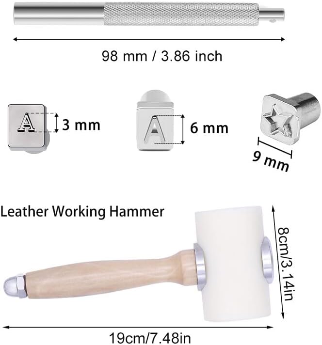 Fenrry Leather Stamping Kit Stamp Punch Set Alphabet Letter Number Stampers Tools DIY Leather Craft Carving Saddle Making Tools - (Color: Type 3)
