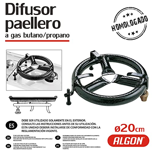 Algon | Paellero Gas Butano/Propano, Metálico Esmaltado, Ø 20 cm - Paellero de Gas Diametro 20 cm - Image 3