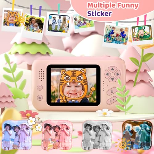 Image of Makolle Kids Camera Toys for Girls 3-12 Year Old,HD Digital Video Camcorder Camera with Tripod,Children Chritmas Birthday Gift with SD Card-Pink