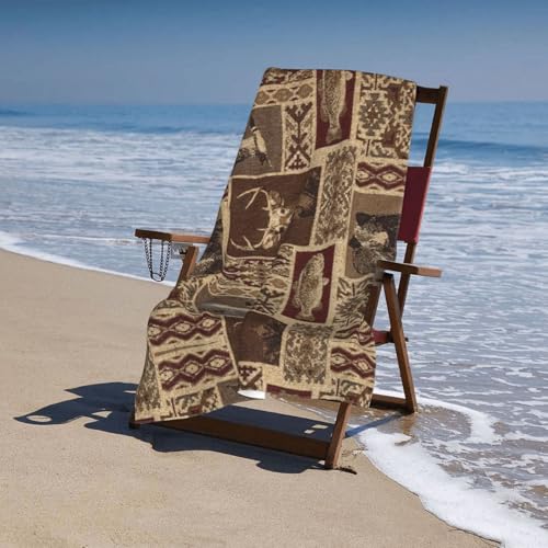 Serviette de piscine microfibre anti sable et séchage rapide motif ours cerf