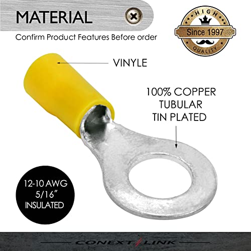 Conext Link Rtv-516Y25 Vinyl Ring Terminal 25 Pack (5/16" Stud, Yellow 12-10 Gauge) #TOP1