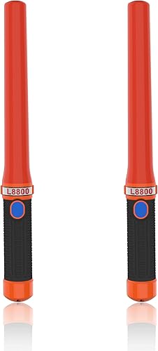 Varita de tráfico LED para control de tráfico de 16 pulgadas, 2 bastones de tráfico de alta visibilidad con 3 modos de parpadeo, impermeable, mango