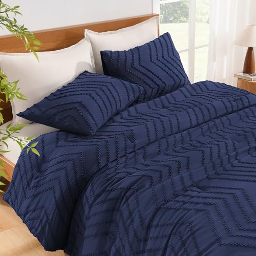 Image of Litanika 3 Pcs Navy Blue Boho Oversized Super King Bedding Comforter Set