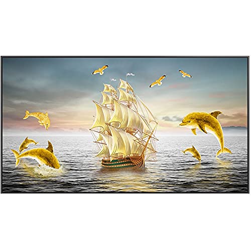Diamond Painting Voilier Doré pour Créer une Décoration Murale Scintillante de Salon