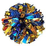 Danzcue 6 Inches Metallic Cheerleading Pom Pom with Baton Handle Pack of 2