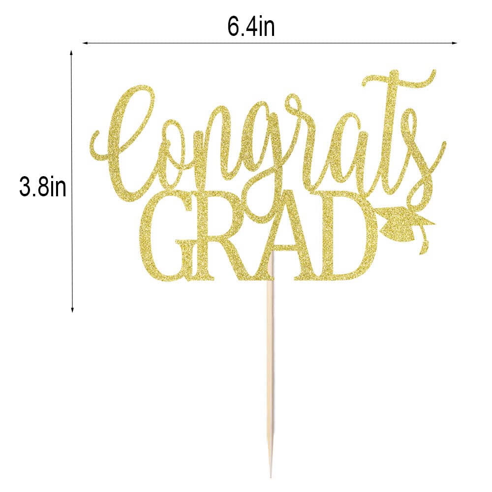 LVEUD Congrats Grad Cake Topper,Congratulations Cake Toppers 2025 Graduation Cake Topper for 2025 Graduation Party Cake Decorations (gold)