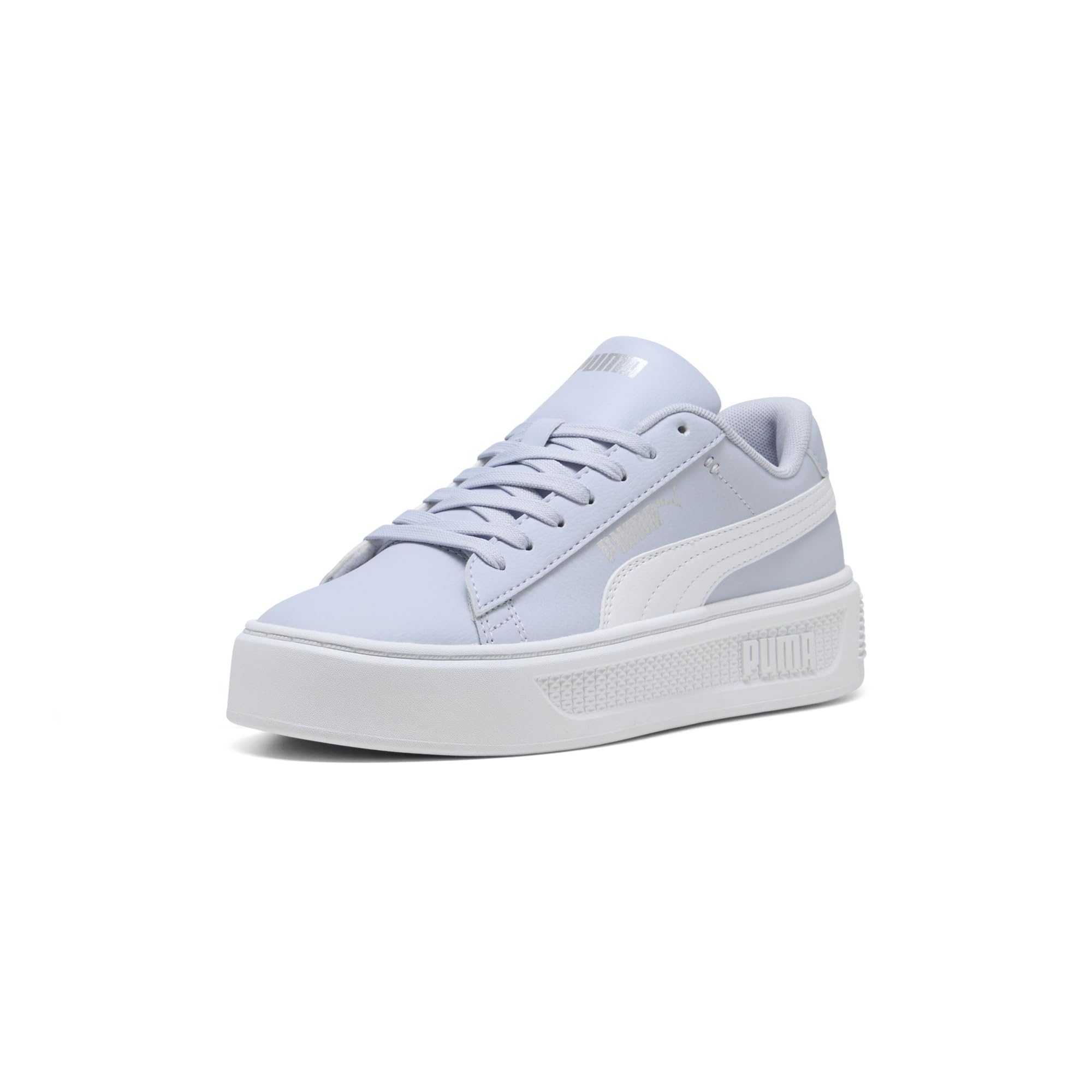 Puma Womens Smash V3 Platform Lace Up Sneakers Shoes Casual Cool Weather-puma White-puma Silver 8.5