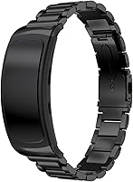 Vista 11 de Correa de reloj de metal compatible con Samsung Gear Fit2 Pro SM-R365/Gear Fit2 SM-R360 Reemplazo de correa de acero inoxidable de ajuste rápido
