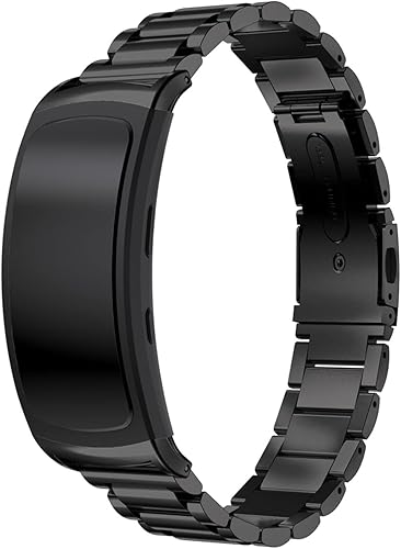 Correa de reloj de metal compatible con Samsung Gear Fit2 Pro SM-R365/Gear Fit2 SM-R360 Reemplazo de correa de acero inoxidable de ajuste rápido