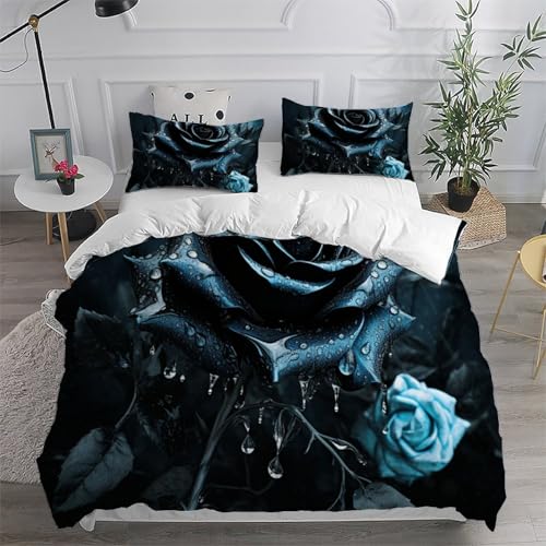 Housse de couette microfibre douce parure de lit 3 pièces fleurs - 6
