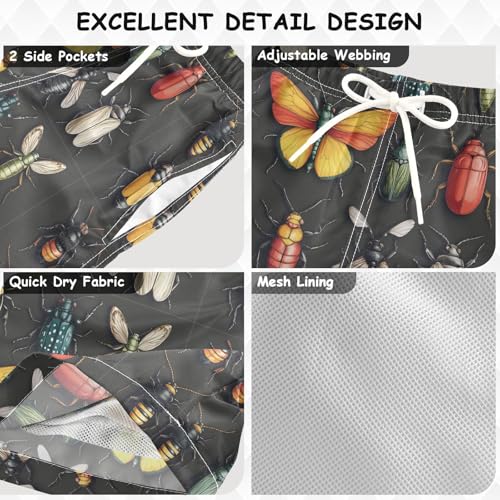 Pigsaly Boys Swim Trunks Variou Insects Ladybugs Beetles Boys Board Shorts Swimsuit Swimwear Summer Bathing Suit 3T Multicolor3