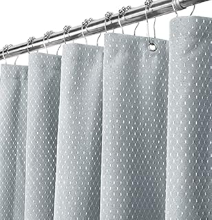 Yimobra Fabric Bathroom Shower Curtain, Hotel Quality Waffle Decor Long Showers Curtains with Heavy Duty Hooks, Machine Washable Waterproof Liners for Stall Bathtubs 182 x 182 cm, Gray