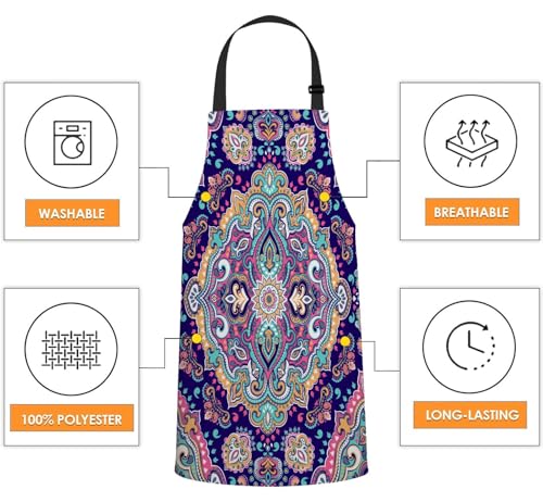 Xuwenz XUWENZAPRON2272 Ethnic Mandala Pattern Waterproof Apron Kitchen Chef Aprons Bibs thumb #3