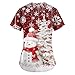 Scrub Tops Women Christmas Scrub Top Holiday Scrubs Medical Xmas Tree Snowflake Print Shirts Plus Size Nurse Uniform with Pockets S-5Xl