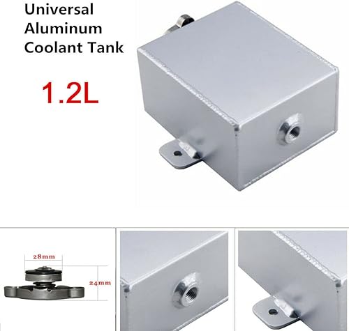 Miniatura 4 de Botella universal de recuperación de expansión de depósito de refrigerante del radiador del tanque de desbordamiento de aluminio 1.2L plata