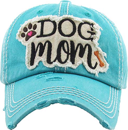 Image of KBETHOS Dog Cat Mom Dad Theme Womens Baseball Cap Distressed Vintage Unconstructed Embroidered Patch Hat