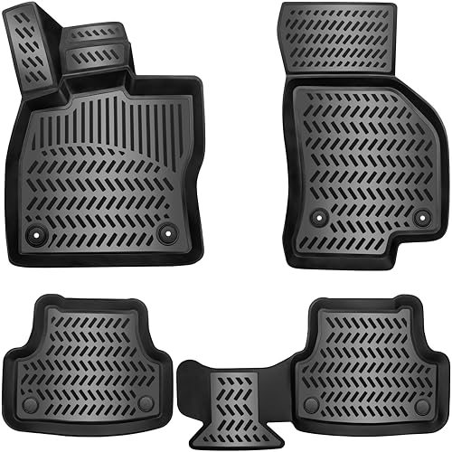 Elmasline Juego de alfombrillas de goma 3D   para VW Golf 7 año de fabricación 2012 2020 | Borde extraalto   Accesorios para alfombrillas