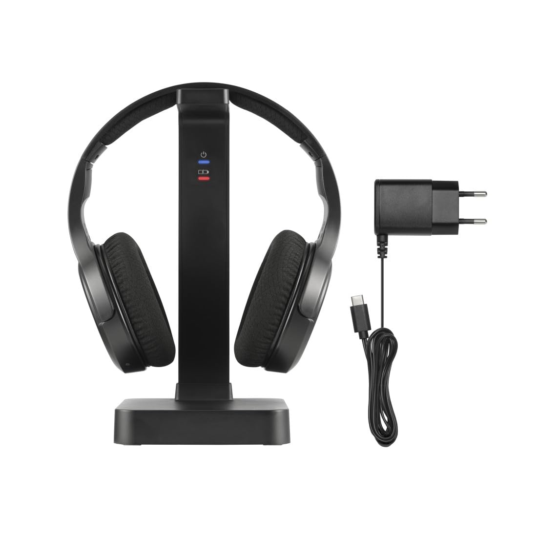 Hama Funkkopfhörer für TV, 2,4 GHz (kabelloser Kopfhörer für fernsehen ohne Audioverzögerung, 16 h Spielzeit, Over-Ear Kopfhörer mit Lautstärkeregler + 3 Modi, für Senioren und Hörgeschädigte) schwarz