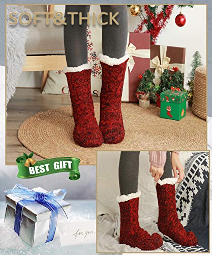 Image of EBMORE Women Slipper Fuzzy Socks Fluffy Cozy Cabin Warm Winter Soft Thick Comfy Fleece Non Slip Home Socks