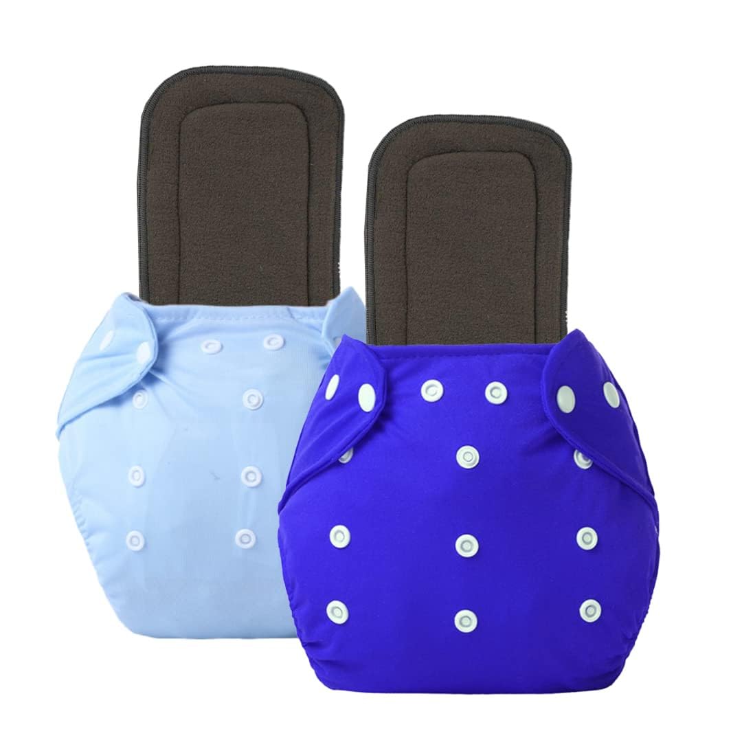 P-BEAUTY Baby Diaper Premium Cloth Cotton Diaper Reusable, Adjustable Size, Waterproof, Pocket Cloth Diaper Nappie Pack of 2 | DHR011