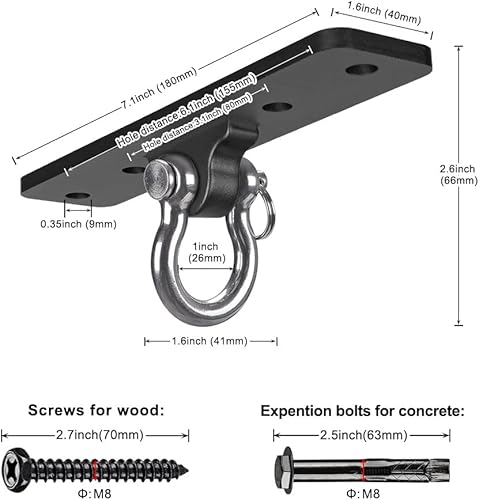 Vista 18 de Dolibest Colgador de columpio resistente, gancho giratorio de montaje en techo, soporte de haz de madera de rotación de 360°, sistemas