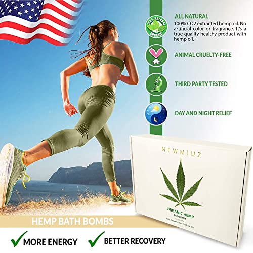 Organic Bath Bombs Gift Set Large Hemp Bubble Spa Fizzies With Shea Butter, Hemp And Essential Oils, Perfect For Recovery & Relaxation (Herbal, 12) #TOP1