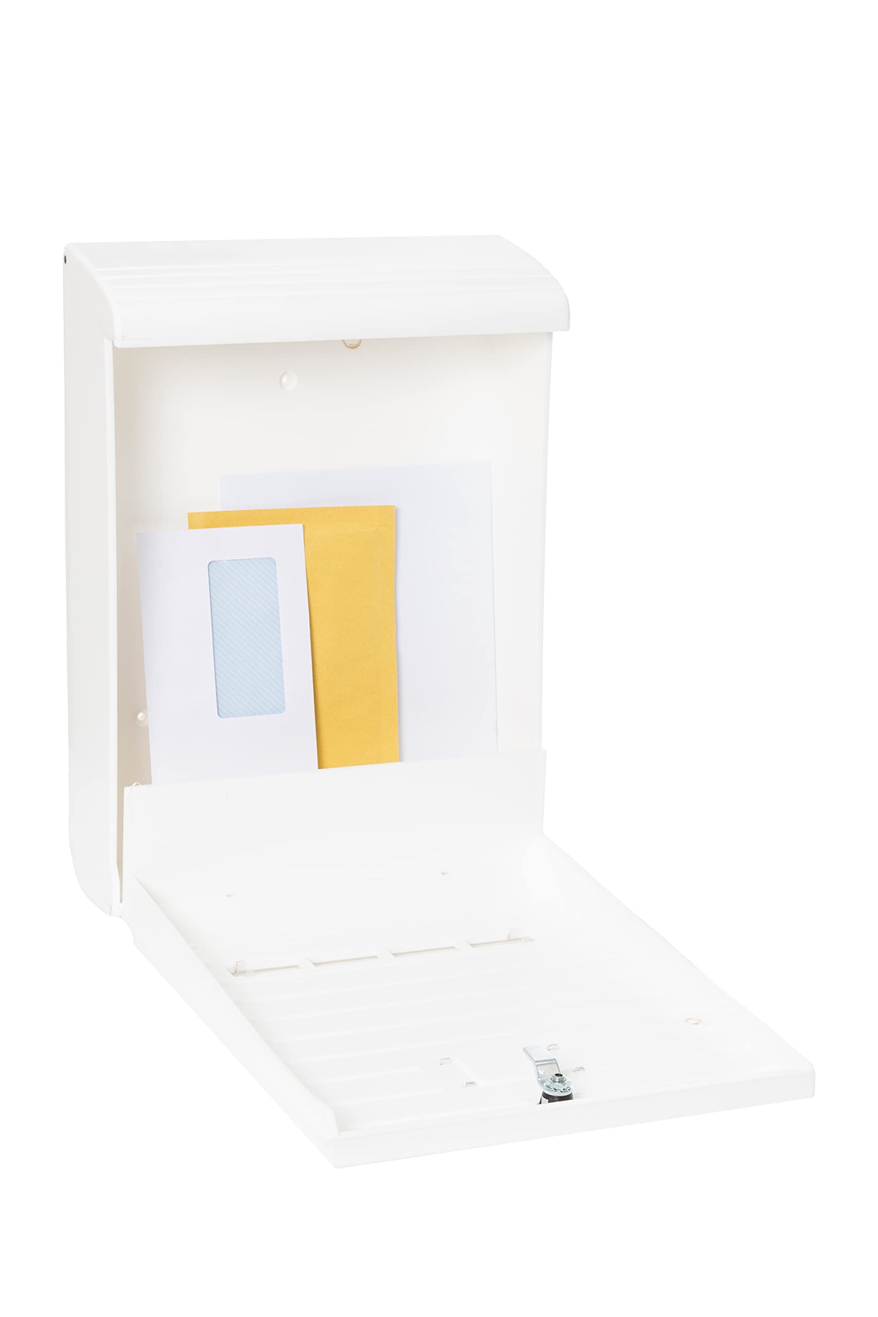 Cassetta Postale Individuale in Plastica Resistente, Di Grandi Dimensioni, Cassette della posta da parete stagna, Dimensione L (Riviste e Buste C4), Facile da Montare, Bianco