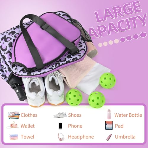 Image of Boulder Bee Pickleball Bags, Premium Pickleball Tote Bag for Girls, Women's Hand /Shoulder Gym Bag w Water Bottle Holder, with Pickleball Racquet /Paddle Holder