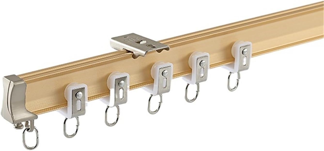 Flexible Ceiling Mounted Curtain Track Rail Straight Slide Windows Plastic Bendable Curtail Window Room Rod For Curtains(Rose gold)