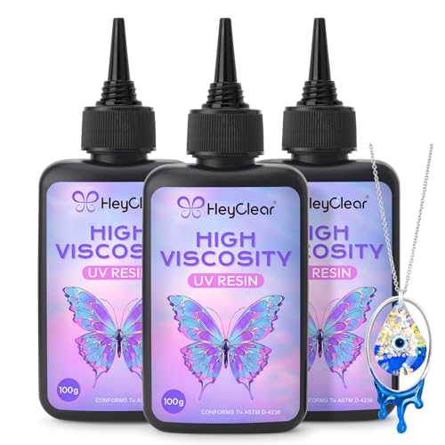 HeyClear UV Resin kit 300g -High Viscosity Crystal Clear and Hard Premixed UV Epoxy Fast Curing for Doming Sealing Casting Coating DIY Crafts