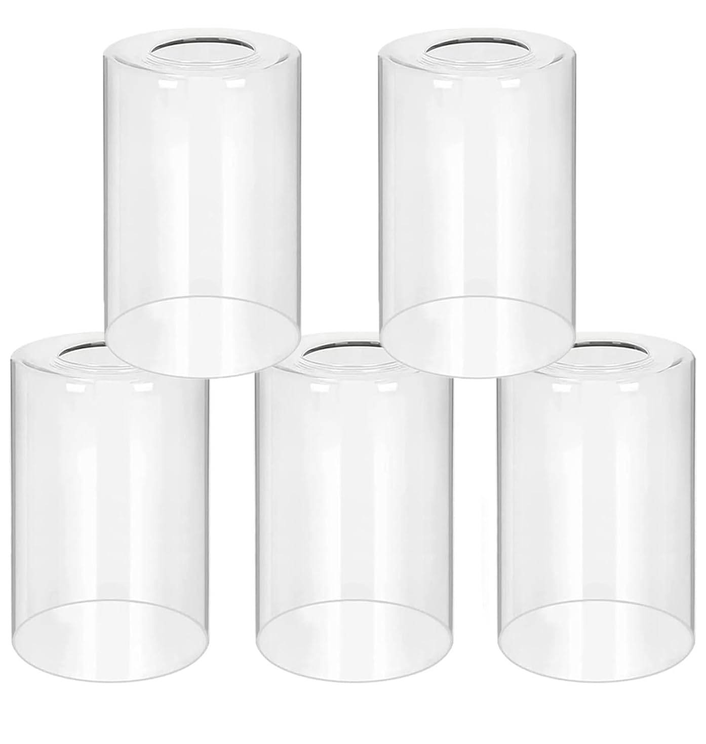 5 Pack Clear Glass Lamp Shade?Glass Shade Covers Replacements for Light Fixtures?Cylinder Globe Glass Shades Covers for Pendant Lights Chandeliers Wall Sconces Bath Vanity Lights