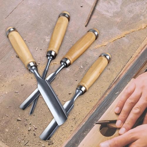Outils à main portables pour bois tendre : kit de 4 ciseaux et gouges - 4
