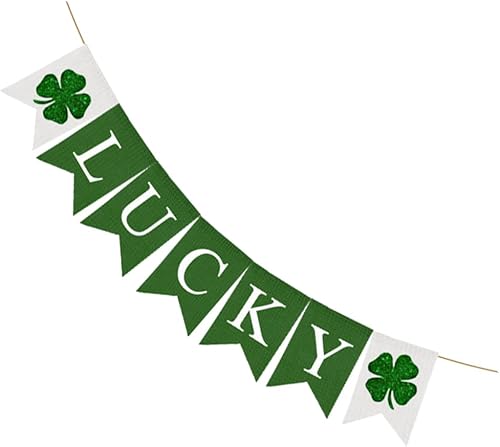 Miniatura 9 de Abaodam 2pcs Irish Party Bunting Patricks Day Bunting Jute Bunting Banners Paddys Day Party Letter Printed Garland Linen Buntings Flag Linen Banner
