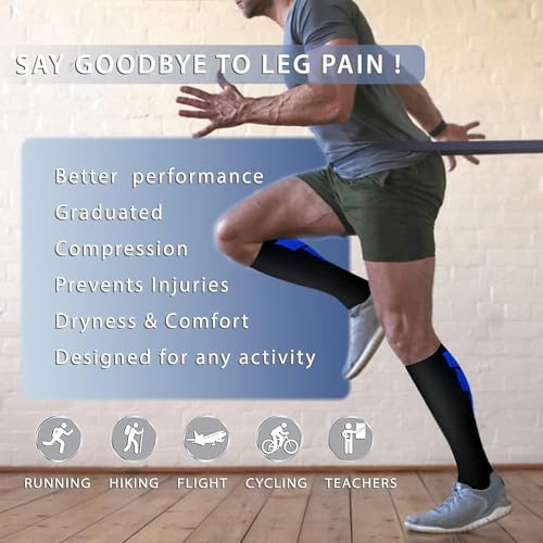Image of 7 Pack Copper Knee High Compression Socks For Men & Women - Best For Running,Athletic,Medical,Pregnancy and Travel -15-20mmHg