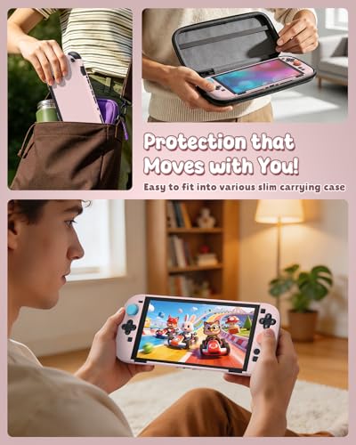 Image of Switch 2 Cover Case&Screen Protector, FYOUNG Dockable Shell for Nintendo 2 | Cute Case, 9H Tempered Glass, Thump Grip, Switch 2 PC Hard Protective Case, Split Design, Precise Cutouts, Slim Shockproof
