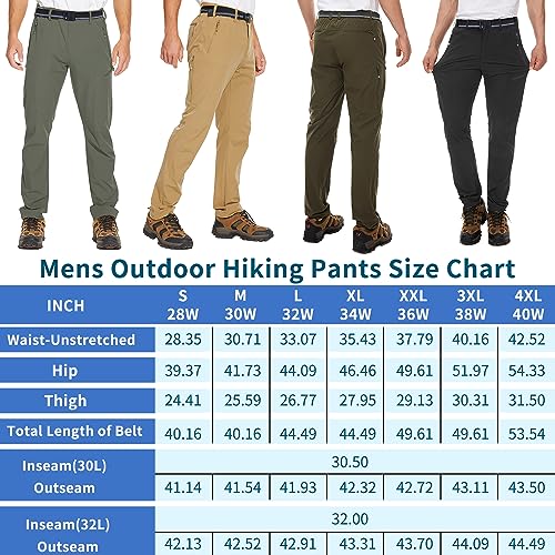 Noukow Men's Outdoor Hiking Pants, Quick Dry Lightweight Waterproof Work Pants For Men, Stretch Joggers Golf Travel Pants With 6 Zip Pockets And Belt Black #TOP5