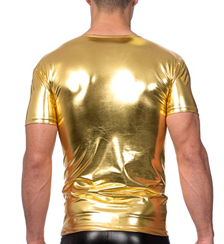 Gary Majdell Men's Liquid Shiny Metallic V-Neck Short Sleeve T-Shirt for Nightclub4