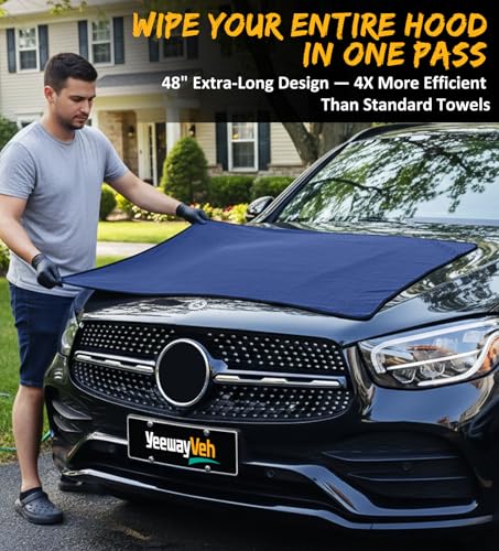 YeewayVeh 2-Pack Long-Reach Pro Car Drying Towels, 48"x32" Extra Large Super Absorbent Towels, High GSM Twisted Loop, Streak-Free Single-Sided Microfiber for Car Detailing, SUV, Truck (Dark Blue) — view 2
